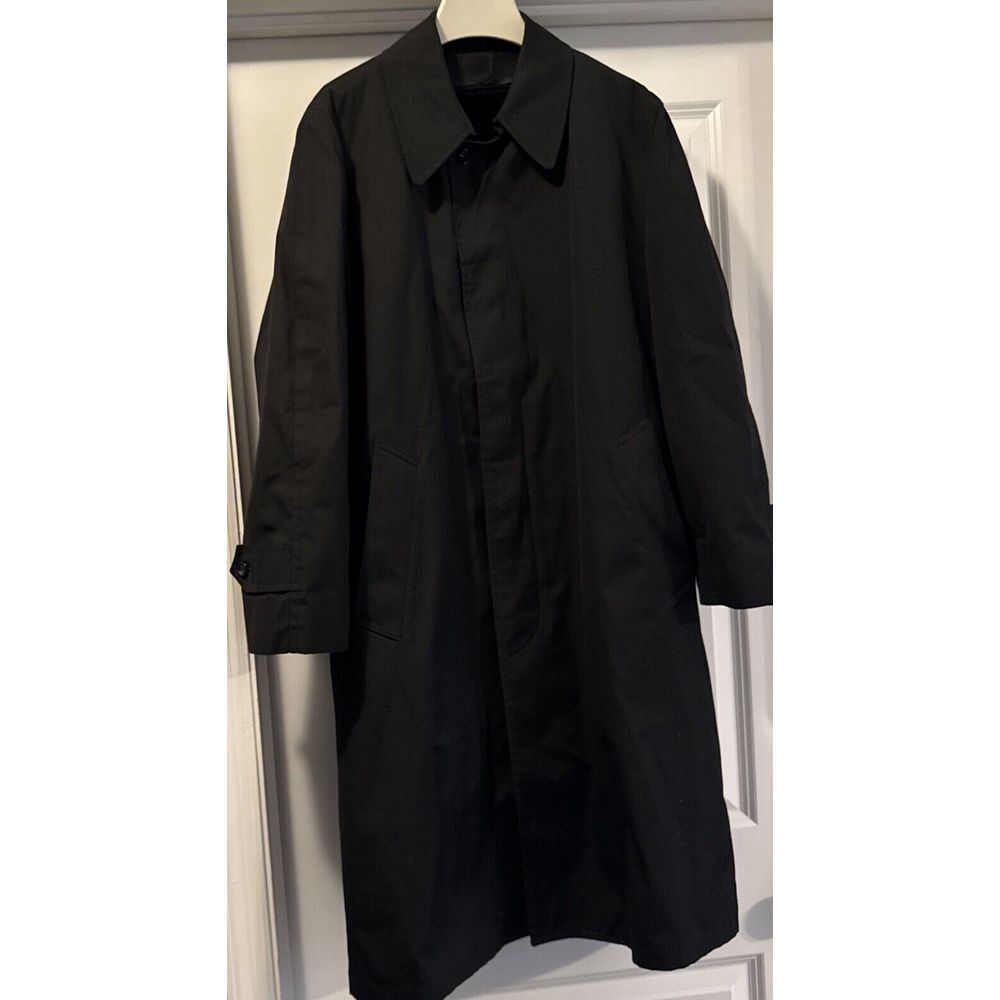 London Fog Maincoat Removable Lining Trench Coat Classic Black Men's Size 36 Reg